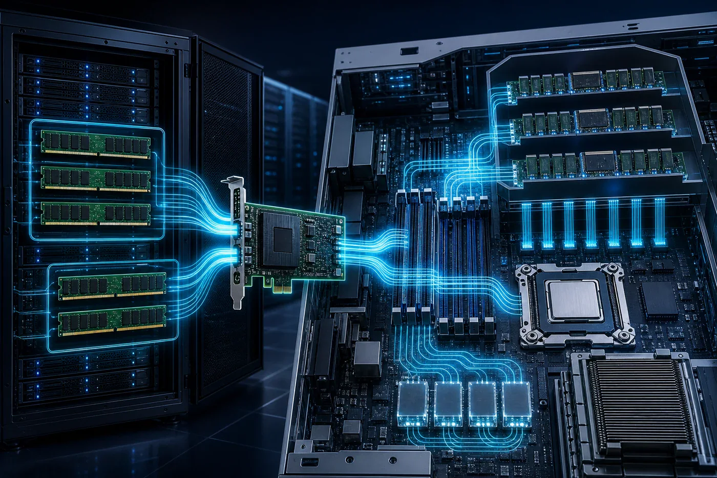HBM·DRAM·NVMe로 이어지는 AI 메모리 계층 개념을 도식화한 그림